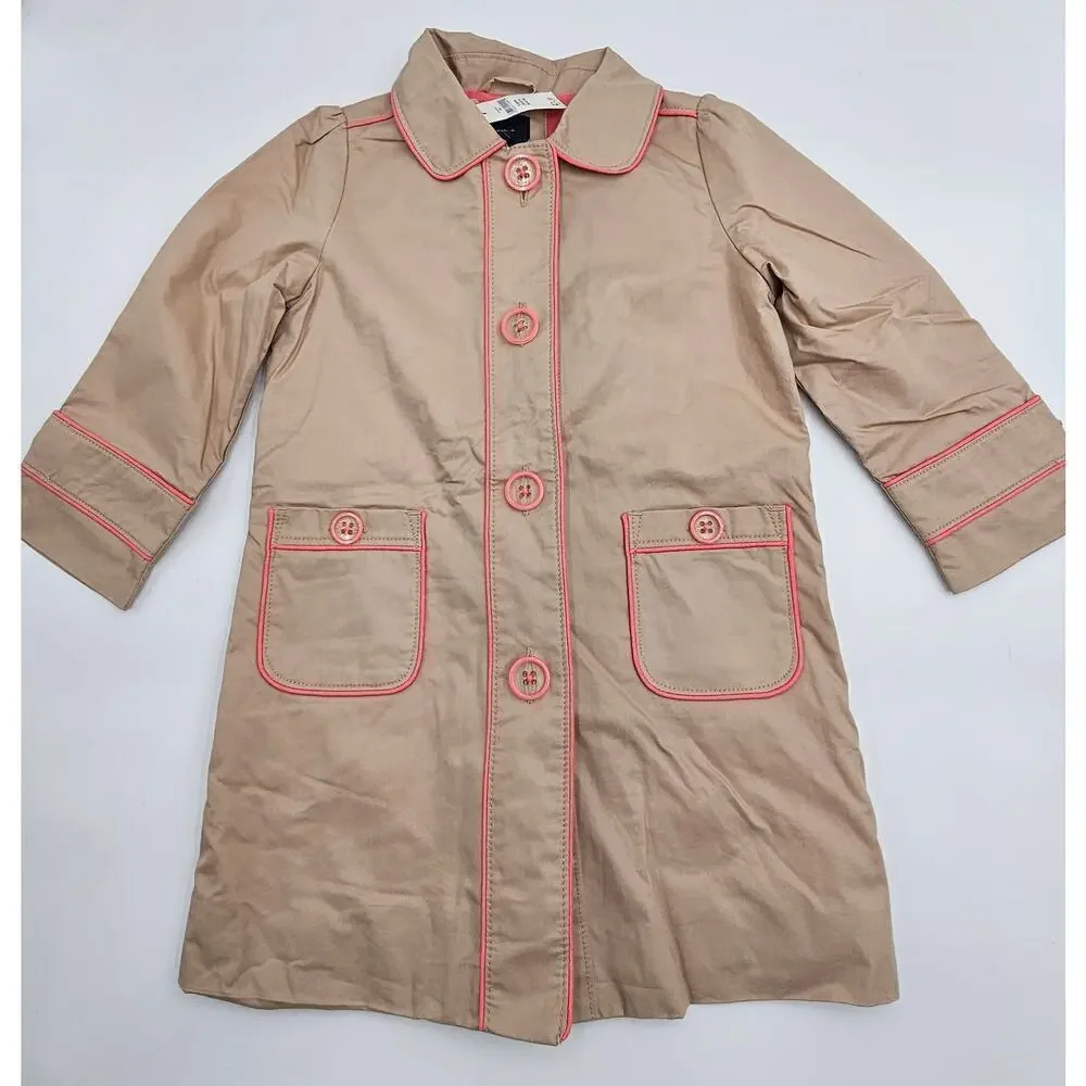 Gap Girl's 4/5 Khaki/Pink Trench Coat NWT w/Matching Pants and Long Sleeve Shirt